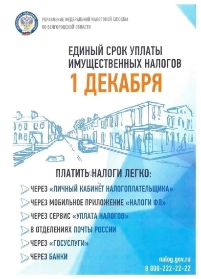 Единый срок уплаты имущественных налогов!. Единый срок уплаты имущественных налогов!.